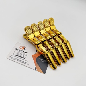 Pinces à cheveux alligator durables à maintien ferme, barrettes et pinces à griffes dorées pour salon, pinces en plastique pour sectionnement des cheveux - Product Image 6