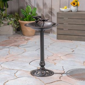 Ornement de jardin élégant en aluminium et en fer pour l'extérieur, bain à oiseaux - Product Image 2