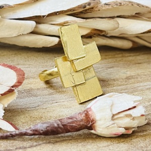 Hot Selling Brass <b>Ring</b> Minimalist Geometric <b>Ring</b> For Men 18k Gold Plated Square Block <b>Statement</b> Jewelry Modern Wholesale <b>Ring</b> - Product Image 3