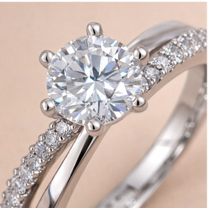 925 Sterling Silver Moissanite Engagement <b>Ring</b> Round Brilliant Solitaire Wedding Band <b>Resizable</b> for Women - Product Image 4