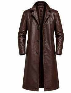 Premium Quality <b>Men's</b> Genuine Leather <b>Long</b> <b>Coat</b> - Product Image 2