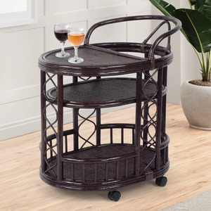 Rattan drink trolleys mobile kitchen cart with wheels room storage & decor cheap price rolling carts - Product Image 1