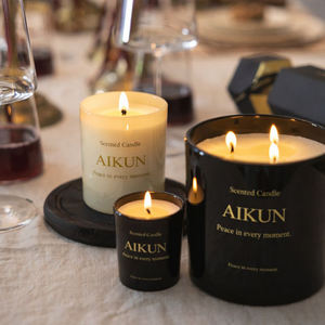 Bougie parfumée à combustion lente AIKUN avec vin de fruits et champagne, dans un bocal en verre, bougie d'aromathérapie luxueuse pour cadeaux B2B - Product Image 4