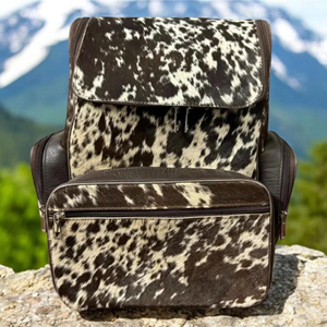 Premium Genuine <b>Leather</b> Hair Cowhide Zipper <b>Backpack</b> Letter 20-35L Capacity Multi-Function Travel School <b>Laptop</b> Bag Wholesale - Product Image 1