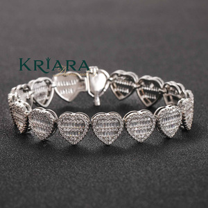 Bracelet en Moissanite plaqué or 925, taille cœur, serti en canal, bijou de luxe pour femme - Product Image 5