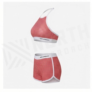 Conjunto Deportivo de Dos Piezas para Mujer, de Alta Calidad y Ecológico, con Estampado Digital a Cuadros, Transpirable, de Cintura Media, Talla Grande, para Yoga y Gimnasio - Product Image 1