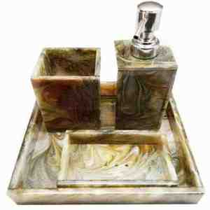 Ensemble de salle de bain design contemporain, facile à nettoyer, en polyrésine, rectangulaire, quatre pièces, finition blanche, pour la décoration de salle de bain moderne - Product Image 4