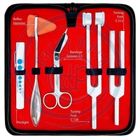 Percussion Taylor Reflex Hammer C128 & C512 Tuning Forks Bandage Scissors Pupil Gauge Pen Light in Carrying Case 6 Pieces of Set