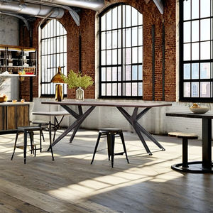 Ensemble de meubles de salle à manger modernes faits à la main en bois massif, écologiques, avec pieds métalliques pliables pour la maison, l'hôtel, l'école, la salle de sport, l'entrée - Product Image 1