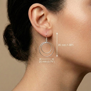 Pendientes de Plata de Ley con Doble Círculo: Joyería Minimalista de Alambre, Regalo de Cumpleaños o Boda para Mujeres y Niñas - Product Image 3