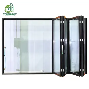 Hurricane proof aluminum patio corner glass folding exterior bifold doors for houses