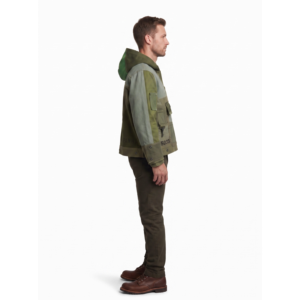 Sudadera con Capucha de Mezclilla con Parches Personalizados al por Mayor, Chaqueta Desgastada para Hombre, Ropa Urbana, Fábrica OEM para EE. UU., Reino Unido y Europa - Product Image 3