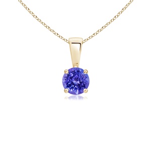 Custom Made Natural Precious Gemstone <b>Pendant</b> Necklace 14K Pure <b>Gold</b> Natural Tanzanite Classic Prong-Set Round Solitaire <b>Pendant</b> - Product Image 1