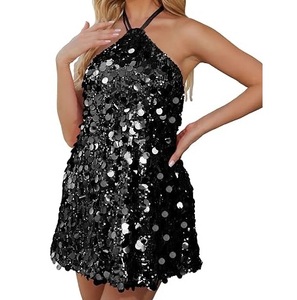 Vestido de Lentejuelas Plateado para Mujer, Sin Mangas, Cuello Redondo, Estilo Tubo, Mini Vestido de Fiesta, Cóctel, Noche - Product Image 6