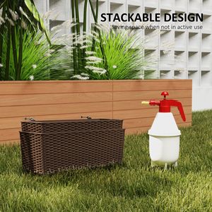 Set di 2 Vasi da Fiori da 20 Pollici con Ganci e Fori di Drenaggio, Effetto Rattan Marrone per Recinzioni - Product Image 5