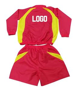 Ensemble de survêtement coupe-vent léger personnalisé en nylon avec veste et pantalon à bandes réfléchissantes et fermeture éclair, imprimé, pour le jogging - Product Image 2