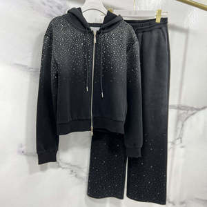 Adjustable Drawstring Men Rhinestone Tracksuit New Style Casual Wear Custom Design <b>Zip</b> <b>Up</b> durable soft Men Rhinestone Tracksuit - Product Image 1