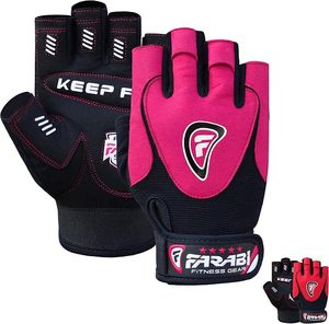 Gants de musculation unisexes Farabi Sports, gants de fitness pour la salle de sport, paume rembourrée, enveloppement du poignet, demi-doigts, gants d'entraînement rose, logo personnalisé - Product Image 1