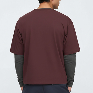 Camiseta Ringer de Algodón 100% con Doble Manga, Diseño Moderno, Color Personalizado, Logotipo Bordado Personalizado, Estilo Hip Hop, Corte Holgado - Product Image 6