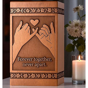 Hand Carved Wooden Cremation Urn: Heart & Hands Memorial Keepsake Memorial Keepsake by AYAANS - Product Image 2