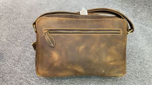 Ando <b>Bag</b> Men's Vintage Genuine Cowhide Leather Crossbody <b>Bag</b> with Multiple Zipper <b>Compartments</b> and Adjustable Strap - Product Image 6