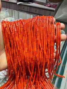 Cadena de cuentas de coral rojo natural en forma de tubo |   Cuentas de Coral en Forma de Barra Italianas para Ecuador - Product Image 4
