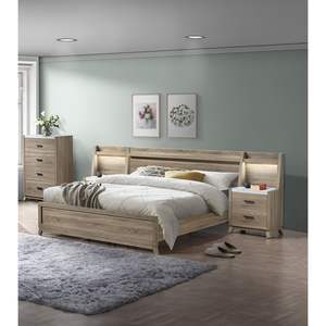 Cadre de lit en bois rustique moderne de taille Queen Size 1pc meubles de chambre à coucher avec finition en bois naturel bien conçus - Product Image 6