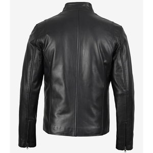 Chaqueta de Cuero Vacuno Negro Original de Moda 2026 OEM para Hombre, con Bolsillos con Cremallera, 100% Alta Calidad, MOQ Bajo, Moda de Invierno - Product Image 4