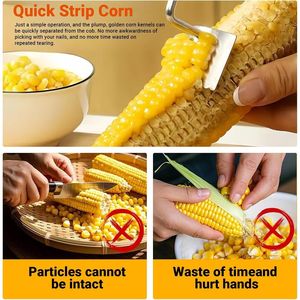 2 Pezzi Sbucciatore di Mais in Acciaio Inossidabile con Lama Seghettata e Manico Ergonomico Lungo Ovale, Versione 2025 Migliorata, per Rimozione e Sbucciatura di Pannocchie - Product Image 3