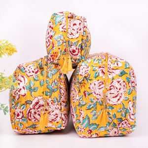 Handmade Eco-Friendly Durable Block Printed Cotton Quilted Multicolor Cosmetic Makeup <b>Bag</b> <b>Travel</b> Luxury <b>Organizer</b> Use Daily Life - Product Image 1