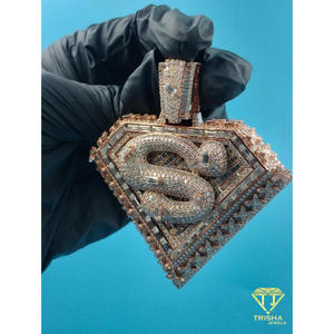 Pendentif en forme de lettre S de haute qualité pour hommes avec finition sertie de diamants - Product Image 3