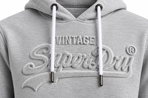 Custom Embossed Design <b>Men</b> Vintage Embossed Logo Hoodie 100% Cotton French Terry Pullover <b>Sweatshirt</b> Light Grey Pullover Hoodie - Product Image 4