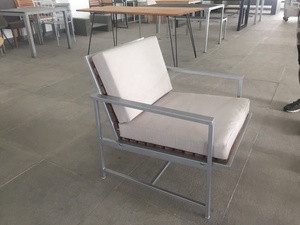 Chaise en bois de patio extérieur, meuble de salon en aluminium blanc, vente en gros, économique - Product Image 2