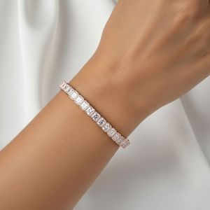 radiant cut bezel <b>set</b> tennis bracelet diamond look jewelry elegant luxury fashion accessory daily wear gift for women - Product Image 2