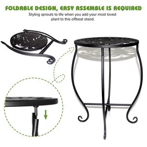 Support de plantes rond large en fer pour pots de fleurs, résistant à la rouille, pour l'intérieur et l'extérieur, support de pot de fleurs facile à assembler, présentoir de plantes en métal - Product Image 2