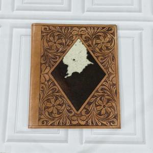 New Arrival Premium Cowhide <b>Hand</b> Tooled Leather Business Portfolio Binder Manufacture Document <b>File</b> Folder With Card Holder - Product Image 2