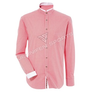 เสื้อเชิ้ตแขนยาวผู้ชายสไตล์บาวาเรียนสำหรับเทศกาลอ็อกโทเบอร์เฟสต์ ผ้าฝ้ายพรีเมียม สีแดงและสีขาว ป้องกันการเป็นขุย สไตล์เยอรมันแท้ๆ สำหรับฤดูใบไม้ร่วง - Product Image 1