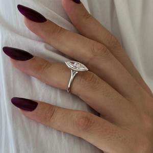2.5 Carat Marquise Lab Grown Diamond Bezel Set <b>Split</b> Shank Solitaire <b>Ring</b> in White Gold , IGI Certified - Product Image 5