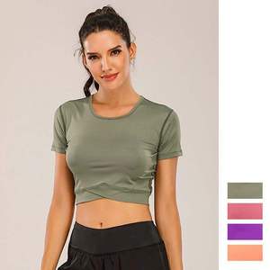 2027 Sexy Plus Size Breathable Women's High <b>Support</b> Bodycon Ribbed Plain Simple Style Fitness <b>Crop</b> <b>Top</b> - Product Image 5