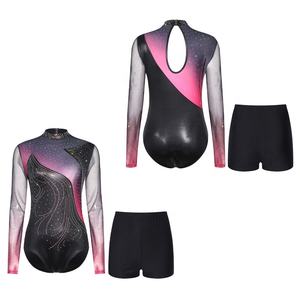 Ensemble de justaucorps et short de danse pour femmes, idéal pour le patinage artistique, la danse latine, la salsa, le tango, les spectacles de danse de salon et les entraînements décontractés. - Product Image 4