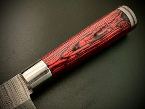 Custom Handmade Modern Ambidextrous Chef <b>Knife</b> Damascus Steel Blade 3.0mm Thickness Rose Wood Handle Leather Sheath 8-9.9in - Product Image 2