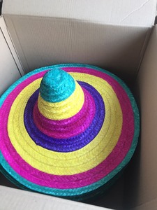 Customized Wide Brim Sombrero Seagrass <b>Straw</b> <b>Hat</b> Striped Unisex Pompoms Dance Party Casual Home Night Bar Club Celebration - Product Image 1