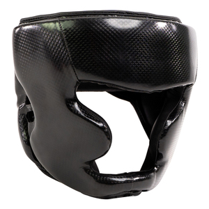 Casque de boxe de sécurité sur mesure en PU, respirant et réglable, avec fermeture auto-agrippante supérieure en tissu rouge et aérations - Product Image 1