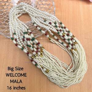 Collares de Moti Mala blancos hechos a mano para bodas y fiestas, conjuntos de mini Moti Mala Barat Sawagat de 12 piezas, collares de diseñador Moti Mala. - Product Image 1