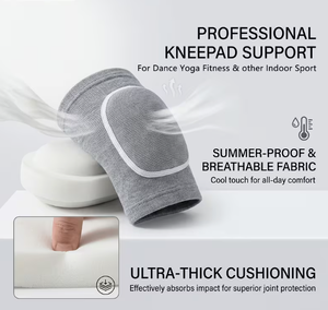 Genouillère Professionnelle Tricotée Respirante avec Amorti Épais, Unisexe, à Enfiler, pour Danse, Yoga, Fitness, Protection Estivale - Product Image 1