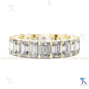 Anillo de Boda de Oro Sólido 14K 18K con Diamantes Cultivados en Laboratorio, Corte Redondo, CVD HPHT, Engaste de Puntas Compartidas, Venta al por Mayor, Fabricante - Product Image 2