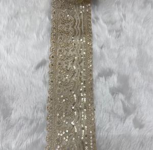 Elegant Mirror Work Scalloped Lace Trim Pearl Bead Hand Look Wholesale Indian <b>Kaftan</b> Saree Decorative Border Sewing Accessory - Product Image 1