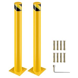 Dissuasori di Sicurezza in Acciaio a 8 Ancoraggi, Altezza 36 Pollici, Barriera per Parcheggio, Verniciatura a Polvere Gialla per Applicazioni Stradali - Product Image 1