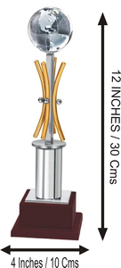 Premium Modern Metal Trophy with Crystal Globe Customizable Silver & Gold Award for Corporate Events Employees Students - Product Image 4