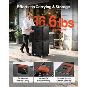 Contenedor Térmico Aislado de 95 Qt, No Eléctrico, de Acero Inoxidable 304 con Ruedas y Cierre, Apilable, para Transporte de Alimentos - Product Image 5